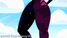 a cartoon character with garnet impressing lily on the bottom