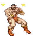 a pixel art of a muscular man with a beard dancing with stars .