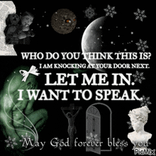 a poster that says " who do you think this is i am knocking at your door next "
