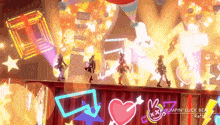 a video game called jumpin ' luck beat is being played on a stage