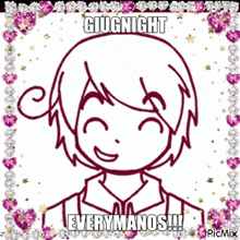 a drawing of a girl with the words giugnight everymanos written on it