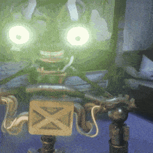 a robot with the letter x on its face
