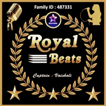 a poster for royal beats shows a microphone and a woman singing