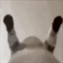 a blurred image of a person 's feet behind a glass door .