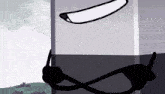 a cartoon character is holding a pair of glasses and a sword in his hand .