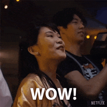 a woman says wow in a netflix advertisement