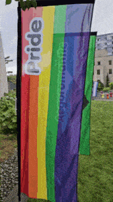 a rainbow flag with the word pride on the top
