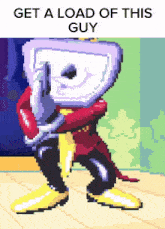 a pixel art of a cartoon character with the words get a load of this guy below it