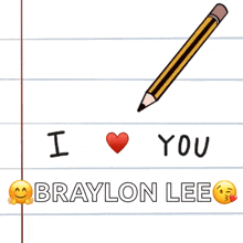 a drawing of a pencil writing the word i love you