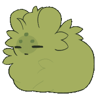 a cartoon drawing of a green squirrel with a white background