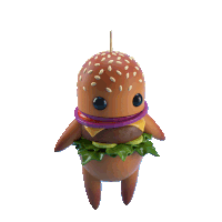 a cartoon of a hamburger with a toothpick in it