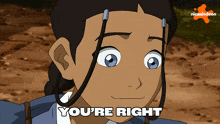 a cartoon character says you 're right on the screen