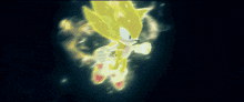 two yellow squares are floating in a light beam