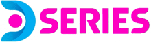 a pink and blue logo that says series on it