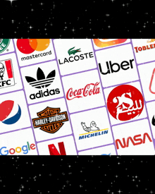 a collage of logos including harley-davidson coca-cola and uber