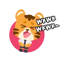 a cartoon of a tiger with the words wkwk wkwk on it