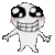 a black and white drawing of a cartoon character with big eyes and teeth .