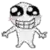 a black and white drawing of a cartoon character with big eyes and teeth .