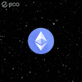 a blue circle with a white triangle in the center and the word eco on the bottom
