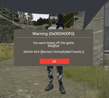 a warning message is displayed on a computer screen