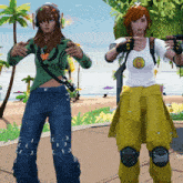 a girl in a white shirt with the number 6 on it stands next to another girl