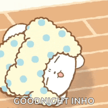 a cartoon of a sheep with the words goodnight inho on the bottom