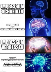 a picture of a brain with the words impressum schreiben on it