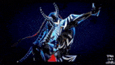 a cartoon character with a winged helmet and a huge muscle body