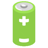 a green battery with a white cross on the side