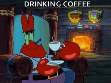 Mr Krabs Drinking Coffee GIF