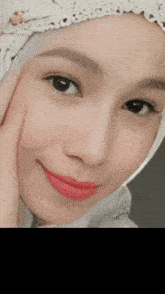 a close up of a woman wearing a hijab