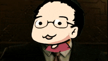 a cartoon drawing of a man with glasses and a smiley face
