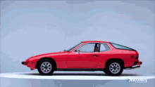 a red car is displayed on a discovery channel advertisement
