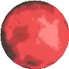 a pixel art illustration of a red planet with a satellite on it