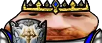 a cartoon of a man wearing a crown and a helmet
