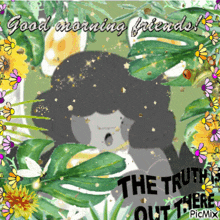 a good morning friends greeting card with flowers