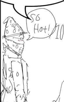 a black and white drawing of a knight with a speech bubble that says so hot