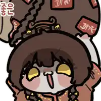 a cartoon drawing of a girl wearing a hat with chinese writing