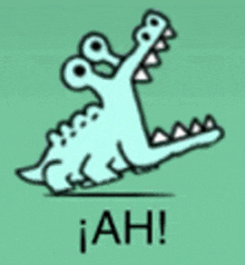a cartoon drawing of a crocodile with its mouth open and the words `` ah '' written below it .