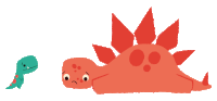 a cartoon illustration of two dinosaurs one of which is laying down
