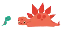 a cartoon illustration of two dinosaurs one of which is laying down