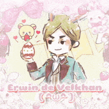 a picture of erwin de velkhan surrounded by pink flowers