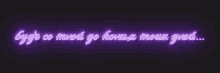 a purple neon sign that says ' bygh ' on a black background