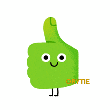 a green thumbs up with the name orytie written below it