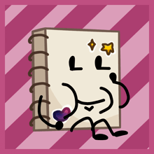 a drawing of a book with a face and a heart on it