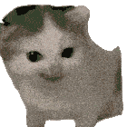 a pixelated drawing of a cat with a green eye