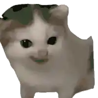 a pixelated drawing of a cat with a green eye