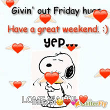 Snoopy Givin Out Friday Hugs GIF