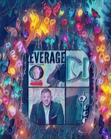a painting of a man in a suit and tie with the word leverage on it