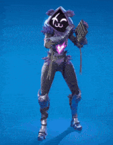 a video game character holding a board with a smiley face on it